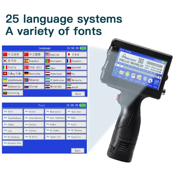 Portable Handheld Inkjet Printer: QR, Bar Batch Code, Date Number, Logo, Expiry Date Label Printer (25 Languages)