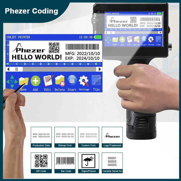 Portable Handheld Inkjet Printer: QR, Bar Batch Code, Date Number, Logo, Expiry Date Label Printer (25 Languages)